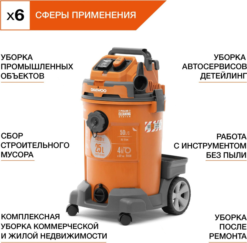 Строительный пылесос Daewoo DAVC 2500SD фото 19