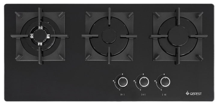 Газовая варочная панель Gefest ПВГ 2150-01 К33 75 см, 3 конфорки электроподжиг газконтроль, черный фото 1