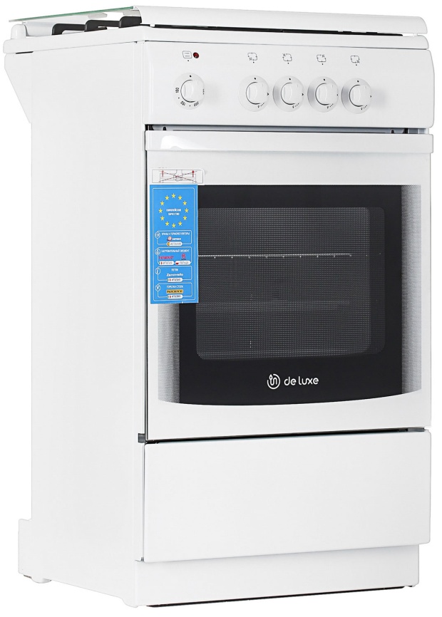 Комбинированная плита De luxe 5040.21 гэ 50 см, 4 конфорки, белый фото 2