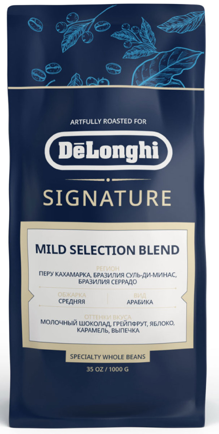 Кофе зерновой De’Longhi Signature coffee Mild Blend 1кг фото 1