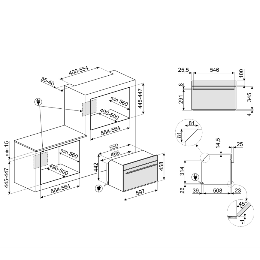 Встраиваемая микроволновая печь SMEG Smeg SO4101M0B3 фото 2