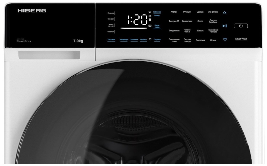 Стиральная машина Hiberg i-DDQ9 - 712 W автомат 7 кг, белый фото 2