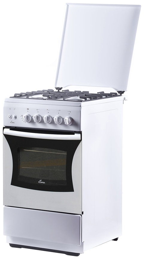 Газовая плита Flama FG 24227 W 50 см, 50 л, 4 конфорки, белый фото 1