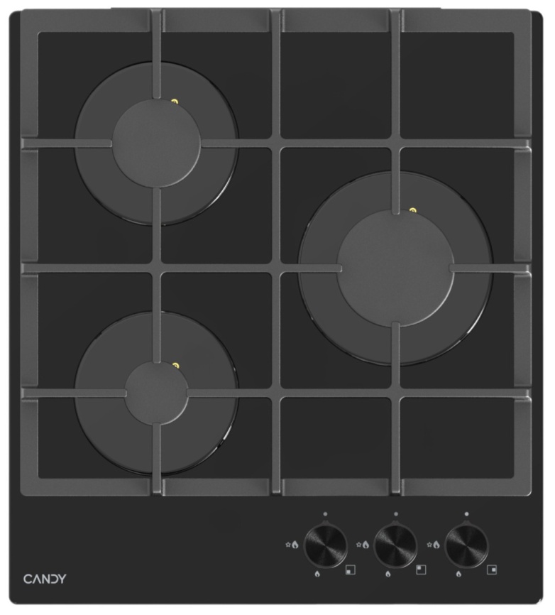 Газовая варочная панель Candy CHXG53CNB 44 см, 3 конфорки электроподжиг газконтроль, черный фото 1