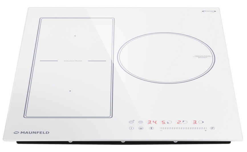 Электрическая варочная панель Maunfeld CVI453SBWH Inverter 45 см, 3 конфорки стеклокерамика, белый фото 2