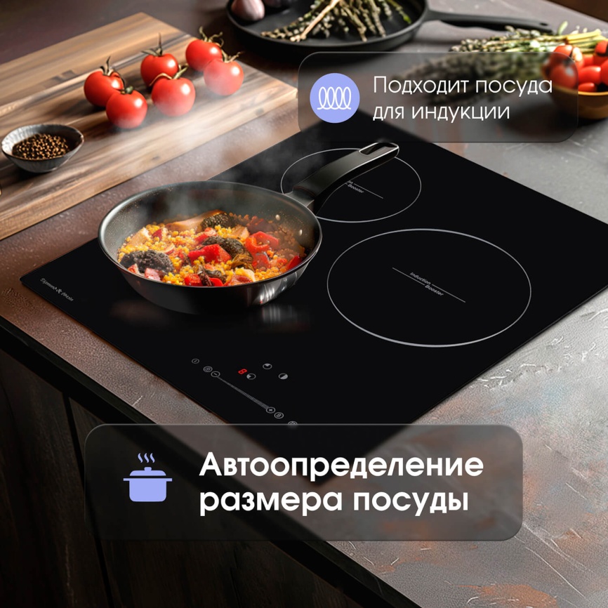 Электрическая варочная панель Zigmund & Shtain CI 35.4 B 45 см, 3 конфорки стеклокерамика электроподжиг, черный фото 7