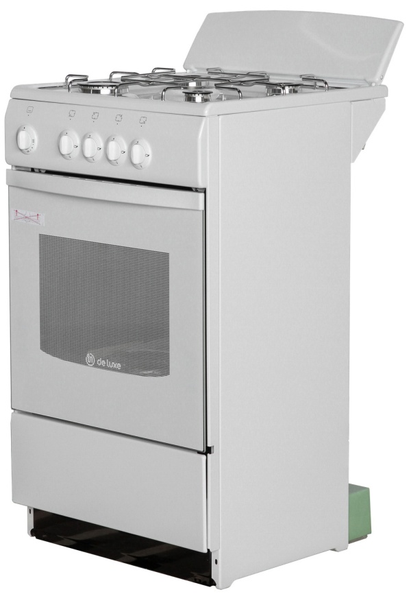 Газовая плита De luxe 5040.38 г 50 см, 43 л, 4 конфорки, белый фото 2