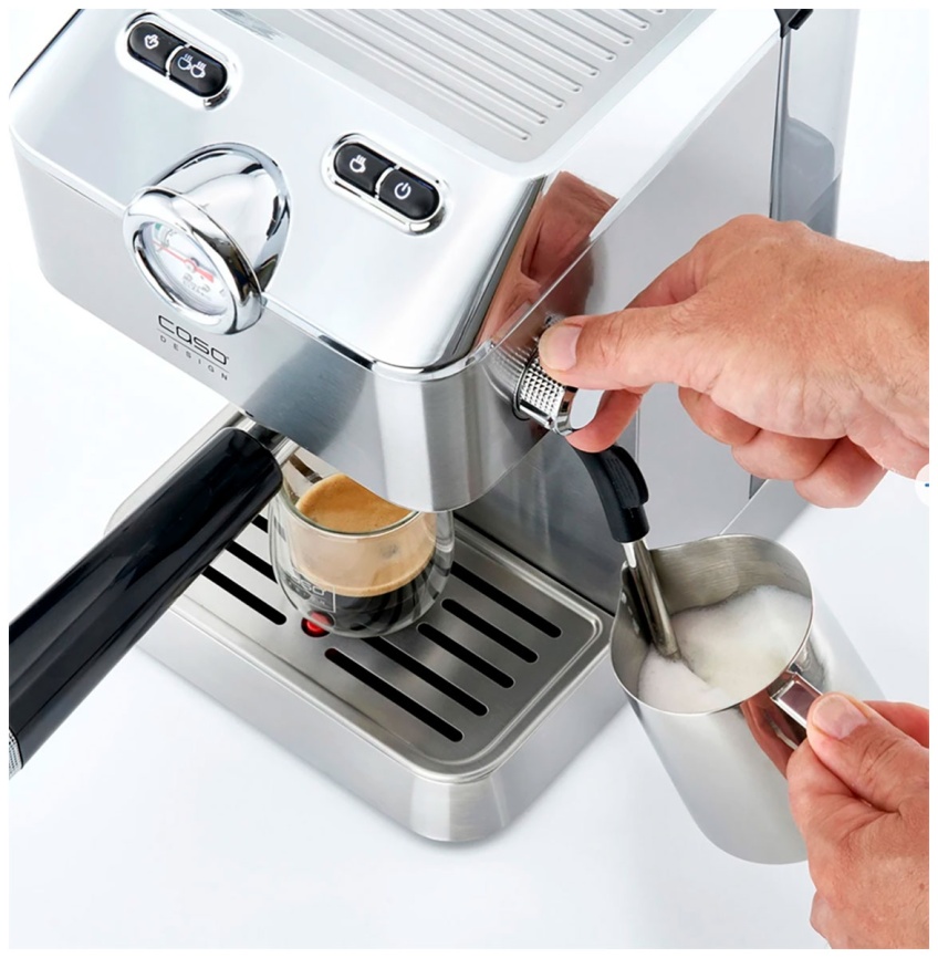 Кофеварка Caso Espresso Gourmet, манометр, 19 бар, нержавеющая сталь фото 6